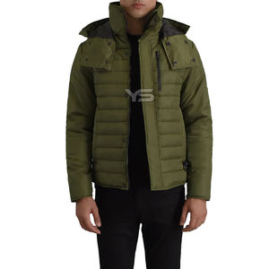 Veste matelassée coupe-vent grande taille pour hommes Tissu polyester respirant avec fermeture à glissière Motif solide pour l'hiver - Product Image 5