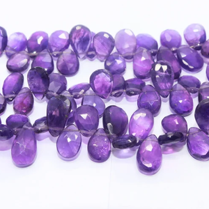 ลูกปัดทรงลูกแพร์เหลี่ยมเพชรพลอยพลอยอะเมทิสต์ขนาด9X6มม. ลูกปัดพลอยอัญมณีธรรมชาติแบบหลวมสำหรับทำเครื่องประดับ - Product Image 4