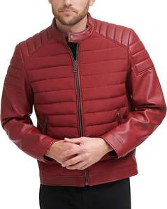 New Men's Mixed Media Faux Leather Pad Motocros <b>Racer</b> <b>Jacket</b> <b>Jacket</b> Man Stylish Windproof Leather Fashion <b>Jacket</b> - Product Image 2