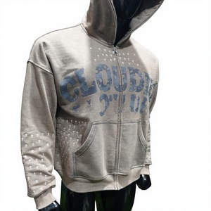 OEM Stone Wash Zip Hoodie High Quality 100% Cotton Breathable <b>Men's</b> Heavyweight Oversized Dtg Print hoodies - Product Image 1
