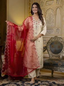 Indian Manufacture Women Embroidered <b>Silk</b> Blend Straight <b>Kurta</b> for Daily Wear or Festivals Available for Wholesale Supply - Product Image 6