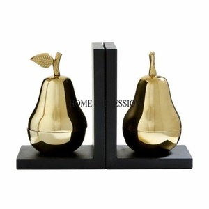 Customized Logo & Size Available Gold Plated Leaves Designer With <b>Metal</b> <b>Black</b> Color Base Stand Bookend From Indian Manufacturer - Product Image 6