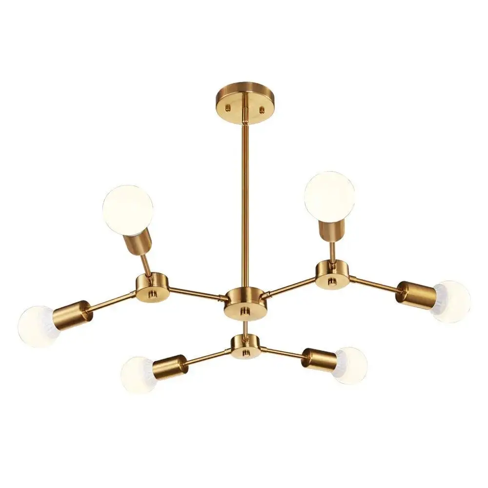 Lustre de bronze antigo polido 6 luz (ac)