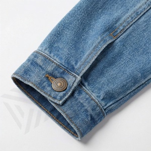 Veste en jean courte pour femmes, denim délavé tendance, manches longues, service OEM, vêtements décontractés tendance, couleur personnalisée - Product Image 6