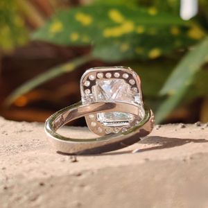 Anillo de boda de Plata de Ley 925 con diamante de moissanita de corte radiante, anillo fino de estilo clásico para Aniversario de fiesta - Product Image 4