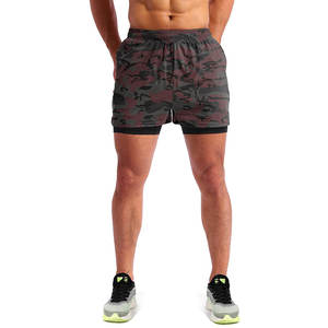 Pantalones cortos de gimnasio de malla de doble capa para hombre, alta calidad, transpirables, de secado rápido, diseño personalizado, Spandex/poliéster, estilo deportivo - Product Image 1