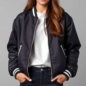 Chaqueta universitaria de diseño personalizado para hombres, mujeres y niños, cuerpo de lana, manga de cuero, forro interior cálido de poliéster, Parche de chenilla bordado - Product Image 4