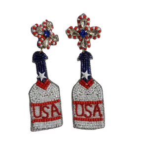 Boucles d'oreilles en perles de rocaille de haute qualité clous brodés à la main avec forme d'ailes classique pour boucles d'oreilles de fête de mariage ou d'anniversaire - Product Image 1