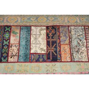 Alfombra de lana de retazos azul ecléctico 2,7X5,8 pies tejido plano turco para sala de estar o pasillo para adolescentes - Product Image 5