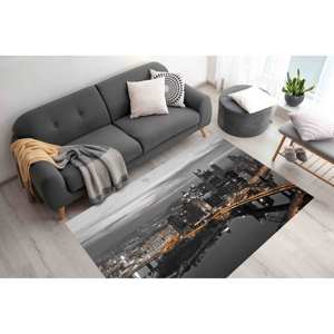 Tapis Pittsburgh Night View : Tapis imprimé avec motif de paysage urbain, tapis en chenille - Product Image 4