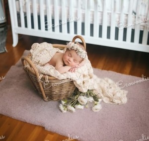 Cesta de mimbre tejida redonda multiusos para recién nacido, cesta tejida para fotografía de recién nacido, accesorios para fotografía de recién nacido - Product Image 3