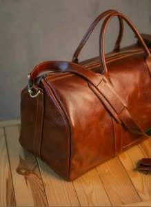 Large Capacity Men's Handbag High-Grade Genuine Leather Travel Bag with Zipper Closure Vintage <b>Style</b> for Business Use - Product Image 3