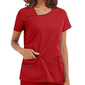 Col en V fendu travail médical hôpital uniforme poches pantalon droit hommes femmes unisexe médecin clinique infirmière hôpital gommage uniforme - Product Image 1