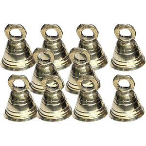 Ornements indiens décoratifs en laiton doré argent cloches de noël ensemble de 10 faits à la main nouvelle conception en laiton cloche suspendue à vendre - Product Image 6
