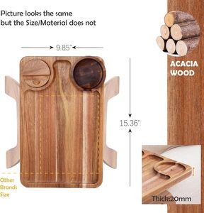 <span class=keywords><strong>Plateau</strong></span> de canapé 3-en-1 en <span class=keywords><strong>bois</strong></span> d'acacia avec porte-gobelet et support de téléphone rotatif à 360° - Product Image 3