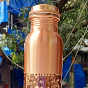 Classic Embossed Hammered Copper Bottles Portable Ayurvedic Water Bottle Pure Copper <b>Drinkware</b> Handmade Bottle Wholesale Export - Product Image 1