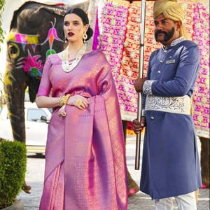 Haute qualité Lichi soie Bollywood Sarees pour femmes traditionnel indien pour la fête en vrac en gros FashionHarbour pour l'hiver été - Product Image 1