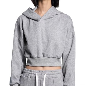 Wholesale High Quality Custom Digital Printing Women's Zip-Up Lined Fleece <b>Cropped</b> Hoodie - Product Image 2
