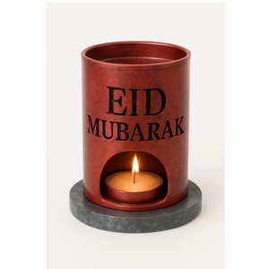 Bougeoir Eid Mubarak en or élégant Porte-bougies pour décorations du Ramadan et de l'Aïd Décoration de maison festive avec socle en marbre - Product Image 6