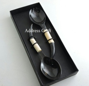 Nordic Style Natural Horn <b>Salad</b> Server Set Horn <b>Salad</b> <b>Tool</b> Serving <b>Tools</b> <b>Salad</b> Hands Cutlery Set At Affordable Price kitchen - Product Image 3