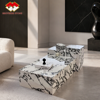 Table basse en marbre noir Arabescato italien, table d'appoint pour salles à manger de villas, design moderne, surface polie, imperméable