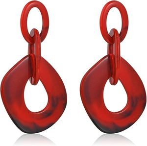 ต่างหูอะคริลิคทรงเรขาคณิตแบบโบฮีเมียนโบราณทำด้วยมือสำหรับผู้หญิงต่างหูห่วงโซ่ขนาดใหญ่แบบกลวงสำหรับเทศกาลอีสเตอร์ - Product Image 5