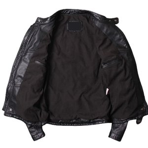 Meilleure vente de veste Letterman en cuir véritable noir enduit sur mesure avec col montant et logo avant pour le service OEM pour hommes - Product Image 3
