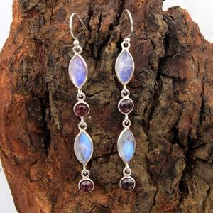 ต่างหูเงินแท้ 925 ประดับมูนสโตนสีน้ำเงิน ชุบทอง เหมาะสำหรับผู้หญิงและเด็กผู้หญิง ใช้ในงานแต่งงาน งานปาร์ตี้ หรือเป็นของขวัญในโอกาสต่างๆ - Product Image 2