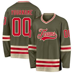 Jersey de Hockey sobre Hielo Verde Oliva para Hombre, Cuello en V, Uniforme de Equipo Vintage, Ligero, Sublimado, Logotipo Personalizado, Ropa Deportiva al por Mayor - Product Image 1