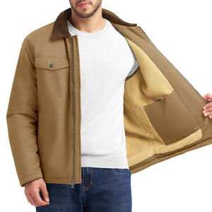 Respirant homme vestes toile lourde coton Streetwear hommes vestes logo personnalisé coton fermeture éclair Vintage travail veste pour homme - Product Image 2