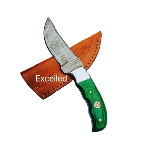 ดามัสกัสเหล็กบุชคราฟท์มีดสกินเนอร์ EDC รอดด้ามไม้ pakka พร้อมปลอกหนังสำหรับล่าสัตว์ - Product Image 1