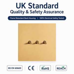 Wall Brass Toggle Switch UK Standard Stainless Steel Panel Light Switches Custom 4 Gang 2 Way Home Sockets Retro Minimalist