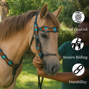 Juego de caballete y coraza de caballo Premium | Tachuela de cuero duradera para montar, entrenamiento y rendimiento con comodidad y control - Product Image 3