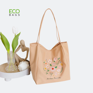 Bolsa grande de algodón reutilizable para ordenador portátil, bolsa grande de lona de algodón con flores de colores, ecológica - Product Image 5