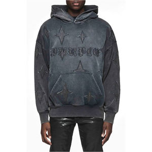 Sudaderas con capucha bordadas desgastadas para hombre de calidad superior última Sudadera con capucha bordada desgastada de moda - Product Image 4