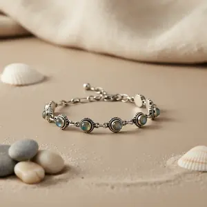 925 <b>Silver</b> <b>Beaded</b> <b>Bracelet</b> with Zircon Gemstone Gold Plated Everyday Women's Jewelry for Gift Cuff or Cuff Bangles - Product Image 1