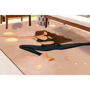 Tapis Yoga Girl Moon Phase : Décoration de salle de méditation, tapis imprimé, tapis à poils doux - Product Image 4