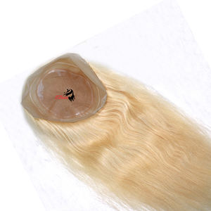 Peluca de cabello humano para mujer, tupé de mano, 100% humano, Rubio ruso, virgen, barato - Product Image 6