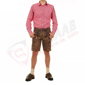 Custom Logo and Design Latest German-Bavarian Men's-traditional Goatskin-Leather Bavarian-Embroidery-suits <b>Shorts</b> With-<b>Belts</b> - Product Image 6