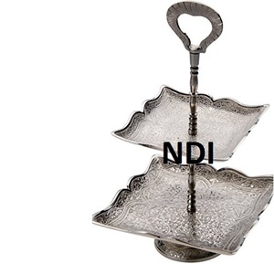 Hot Selling Fruit <b>Cake</b> Serving 2 Tier Folding <b>Cake</b> Stand For Parties Usage Top Quality <b>Cake</b> <b>Server</b> Aluminium Metal Stand - Product Image 1