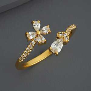 Bague tendance plaquée or 18 carats 186747 – Bijou hip-hop élégant incrusté pour les soirées - Product Image 4