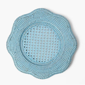 <b>Blue</b> Brown Rattan Decorative Plate Handmade Wicker Charger for Coastal & Boho Dining <b>Table</b> - Product Image 2