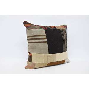 Luxury 28x28 Inch Beige Wool Kilim Patchwork <b>Pillow</b> Woven Decorative Cushion Vintage Floral Fluffy Plant Leaf for Kitchen Decor - Product Image 3