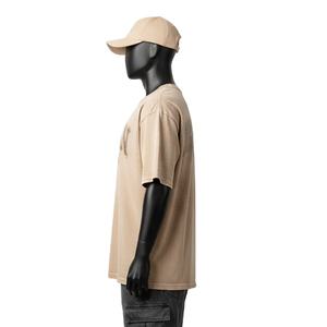 100% Cotton Men Acid Wash T Shirt Premium 220 GSM Cotton Fabric Soft Feel <b>Neutral</b> Sand Tone Heat Transfer Logo - Product Image 3