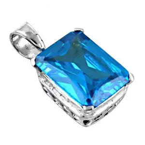 Elegante Colgante de Plata 925 con Topacio Azul para Mujer, Joyería Religiosa con Diamante, Oro Rosa y Platino - Product Image 3