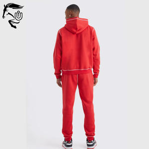 Chándal de algodón 100% personalizado OEM con bordado de apliques de puntadas de contraste regular de talla grande para hombres y mujeres - Product Image 3