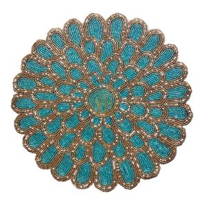 Beaded Placemats <b>Round</b> Wedding <b>Table</b> Decor Embellished Cotton <b>Mat</b> Bulk Export Factory Wholesale Supplier Handmade Dining Linen - Product Image 3
