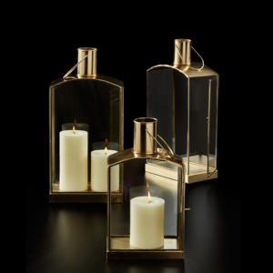 Handmade Glass <b>Lanterns</b> Shiny <b>Brass</b> Metal Modern Wedding Christmas Home Decorations Floor Hanging Jars Different Sizes - Product Image 5