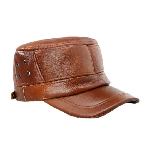 スポーツゴルフ帽子用メンズ牛革レザー調節可能な野球帽つばフラットロープホット販売ブランクレザーハット