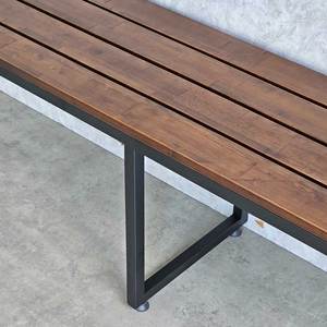 Industrial Design 200x35cm Rubberwood <b>Bench</b> with Iron <b>Legs</b> GBD028 - Product Image 4